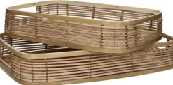 OSAKA - set/2 plateaux - rotin / bambou - L 40/45 x W 26/30 x H 8/8 cm - naturel