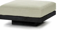 Ottoman en bois noir et aluminium avec coussin sable 96 x 110 x 43 cm Rudolph - Serax