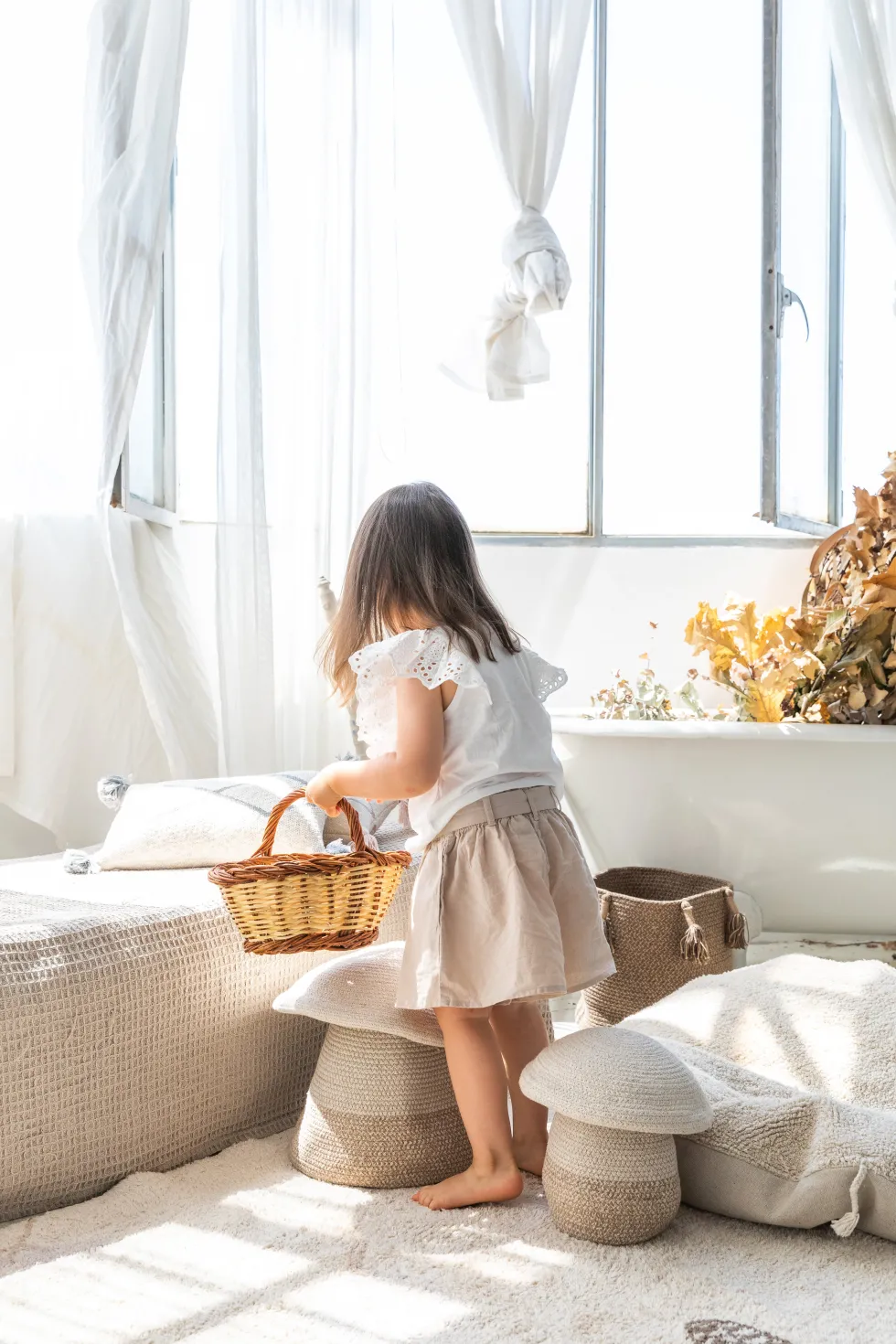 Panier de rangement en coton beige 23 x 27 cm Mushroom - Lorena Canals