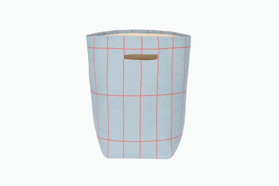 Panier de rangement en coton bio à carreaux bleu et rouge 44 x 56 x 28cm Vibes - Nobodinoz