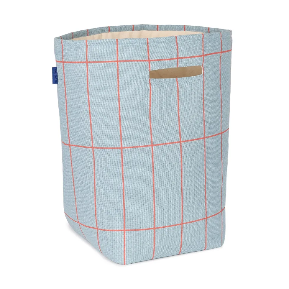Panier de rangement en coton bio à carreaux bleu et rouge 44 x 56 x 28cm Vibes - Nobodinoz
