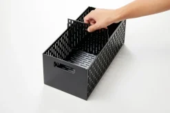 Panier de rangement à 2 niveaux en acier noir 32,5x16x46cm - Yamazaki