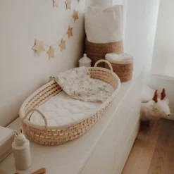 Panier à langer en fibres naturelles et tissu 78x43cm - Happy Moses