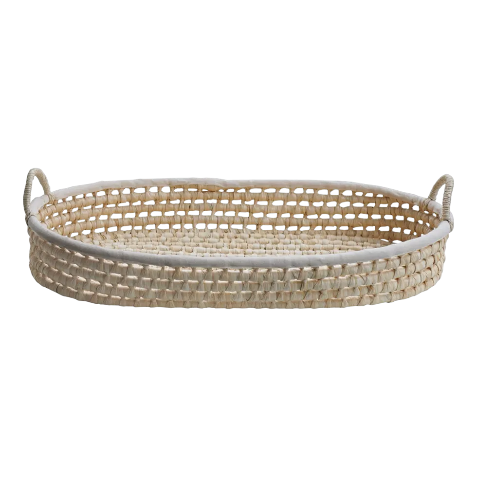 Panier à langer en fibres naturelles et tissu 78x43cm - Happy Moses