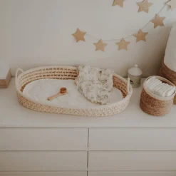 Panier à langer en fibres naturelles et tissu 78x43cm - Happy Moses