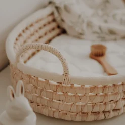 Panier à langer en fibres naturelles et tissu 78x43cm - Happy Moses