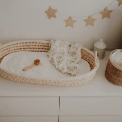 Panier à langer en fibres naturelles et tissu 78x43cm - Happy Moses