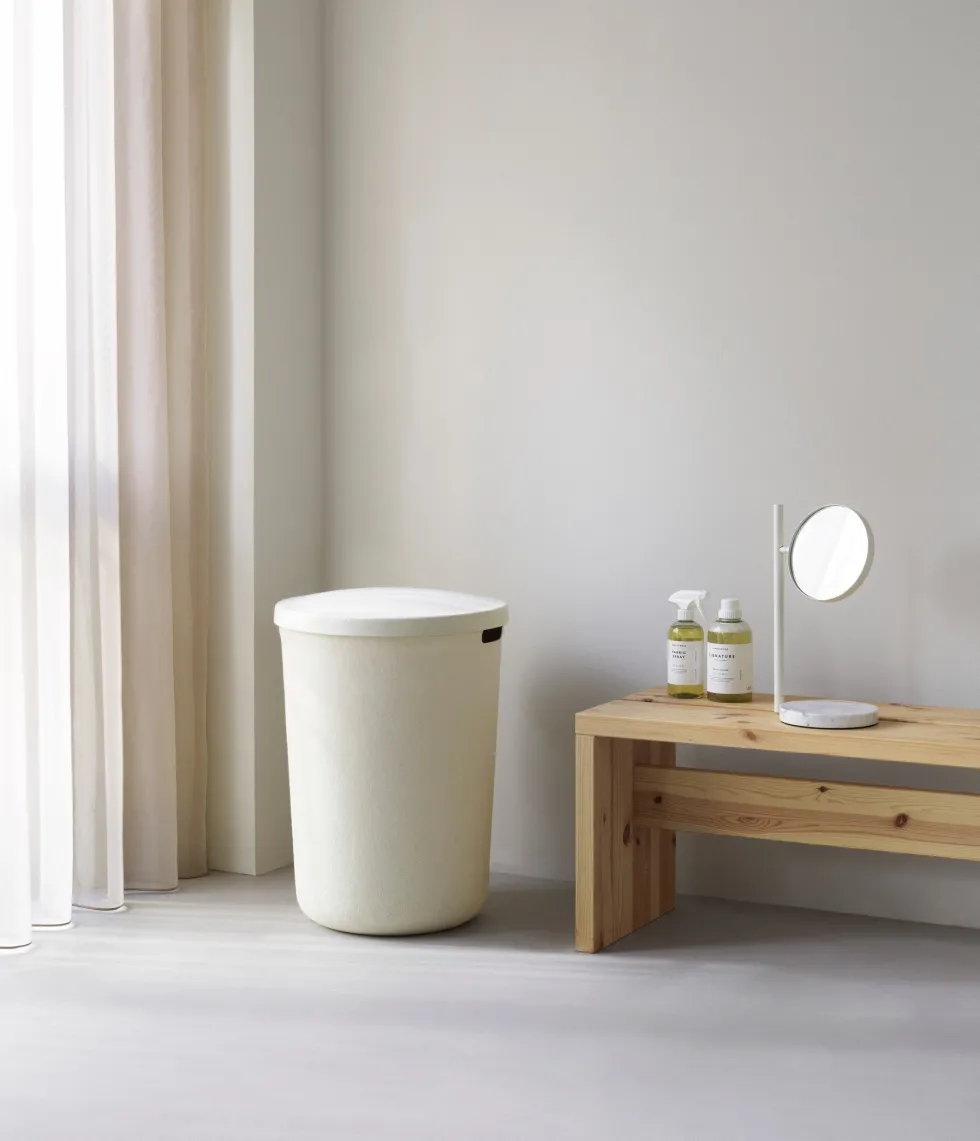 Panier à linge en tissu recyclé blanc crème 46,5x64,5cm Hide - Normann Copenhagen