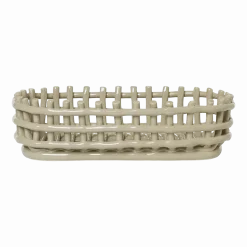 Panier ovale céramique beige 30 x 8,5 x 15 cm - Ferm Living