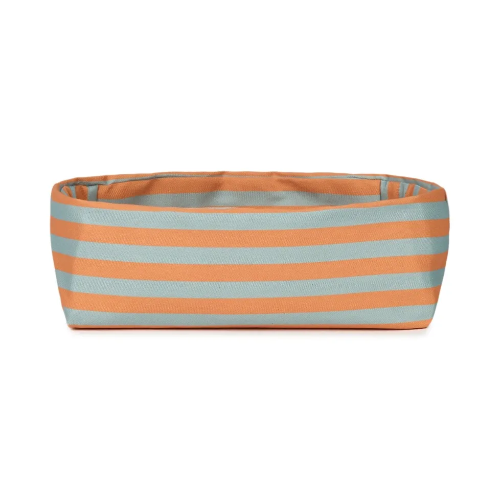 Panier à pain en coton bio à rayures orange et bleu 28 x 16 x 10 cm - Nobodinoz