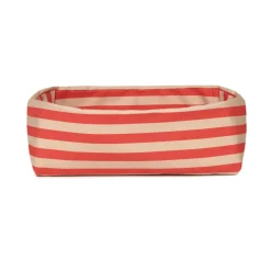 Panier à pain en coton bio à rayures rouge et rose 28 x 16 x 10 cm - Nobodinoz