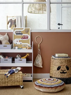 Panier panda avec couvercle enfant en jonc naturel - Bloomingville mini