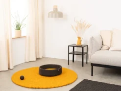 Panier rond pour chat en laine anthracite et marron 40cm Kuno - Myfelt