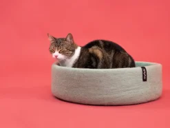 Panier rond pour chat en laine anthracite et ocre 40cm Kuno - Myfelt