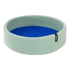 Panier rond pour chat en laine turquoise et bleu royal 40cm Fine - Myfelt