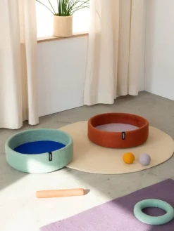 Panier rond pour chat en laine turquoise et bleu royal 60cm Fine - Myfelt