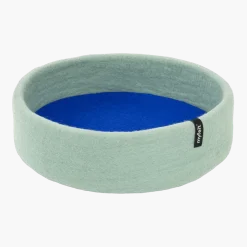 Panier rond pour chat en laine turquoise et bleu royal 60cm Fine - Myfelt