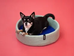 Panier rond pour chien en laine bleu et turquoise 40cm Fine - Myfelt