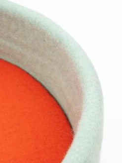 Panier rond pour chien en laine orange et turquoise 40cm Fine - Myfelt