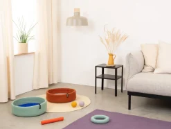 Panier rond pour chien en laine orange et turquoise 40cm Fine - Myfelt