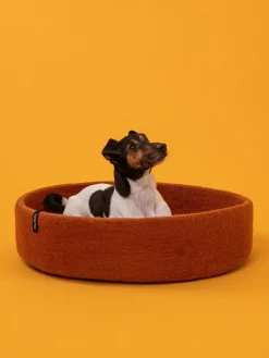 Panier rond pour chien en laine rouille et lavande 60cm Lora - Myfelt