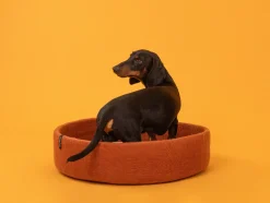 Panier rond pour chien en laine rouille et lavande 60cm Lora - Myfelt