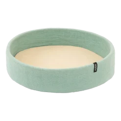 Panier rond pour chien en laine turquoise et beige 60cm Fine - Myfelt