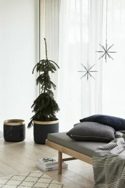2 Paniers en bambou gris avec bords naturels - Hübsch