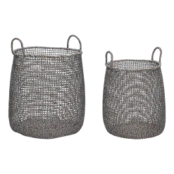 2 Paniers en corde de papier bruns Mist - Hübsch