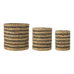 3 Paniers ronds en jacinthe d'eau marron Lillja - Bloomingville