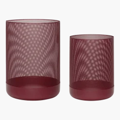 2 Paniers ronds en métal bordeaux - Hübsch
