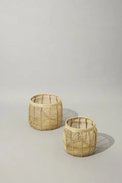 2 Paniers ronds en rotin naturel Luna - Hübsch