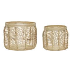 2 Paniers ronds en rotin naturel Luna - Hübsch