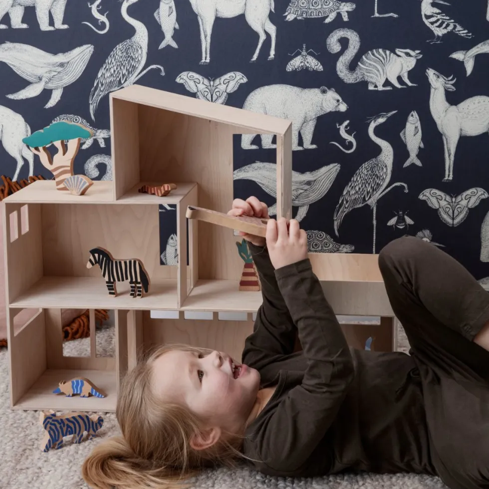 Papier peint animaux bleu Katie Scott - Ferm Living