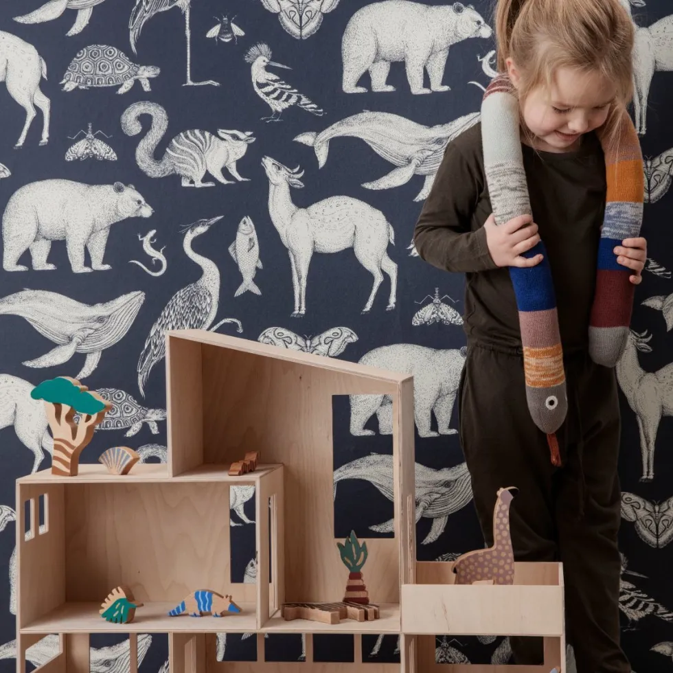 Papier peint animaux bleu Katie Scott - Ferm Living