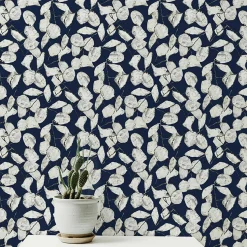 Papier peint bleu marine Monnaie de Pape Raccordable - Edito