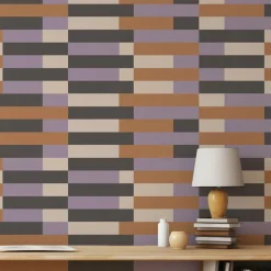 Papier peint intissé violet et orange 192x270 cm Bauhaus - Edito