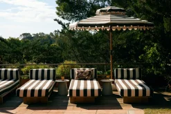 Parasol en bois de hêtre et tissu rayé Stracciatella - HKLIVING