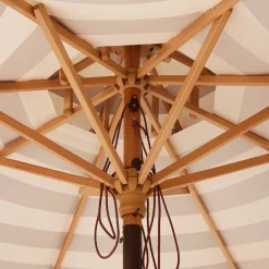 Parasol en bois de hêtre et tissu rayé Stracciatella - HKLIVING