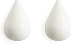 2 Patères en bois blanches L Dropit blanc - Normann Copenhagen
