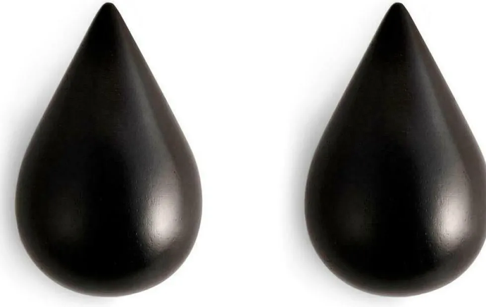 2 Patères en bois noires L Dropit noir - Normann Copenhagen