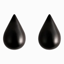 2 Patères en bois noires S Dropit noir - Normann Copenhagen