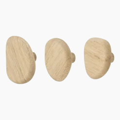 3 patères organiques en bois d'hévéa Conor Knag - Bloomingville