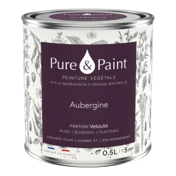 Peinture végétale velouté Aubergine 0,5L - Pure & Paint