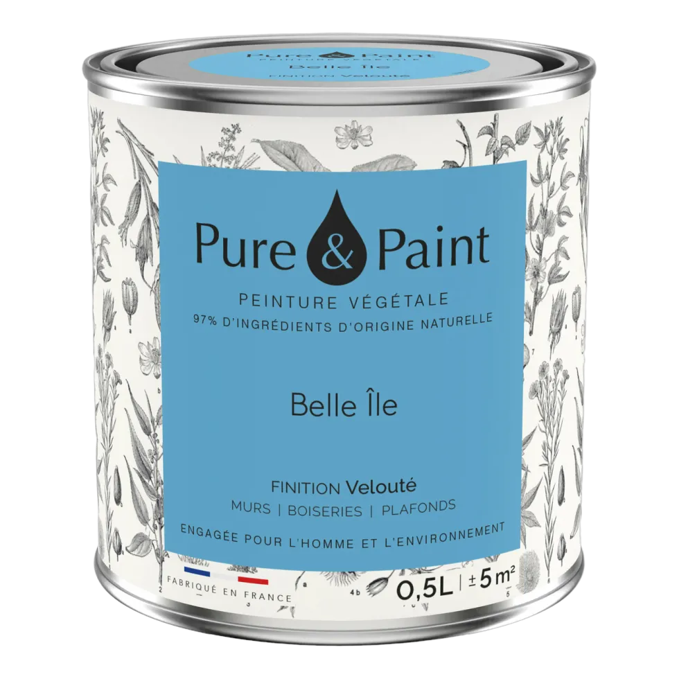 Peinture végétale velouté Belle île 0,5L - Pure & Paint