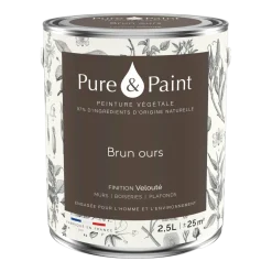 Peinture végétale velouté Brun ours 2,5L - Pure & Paint