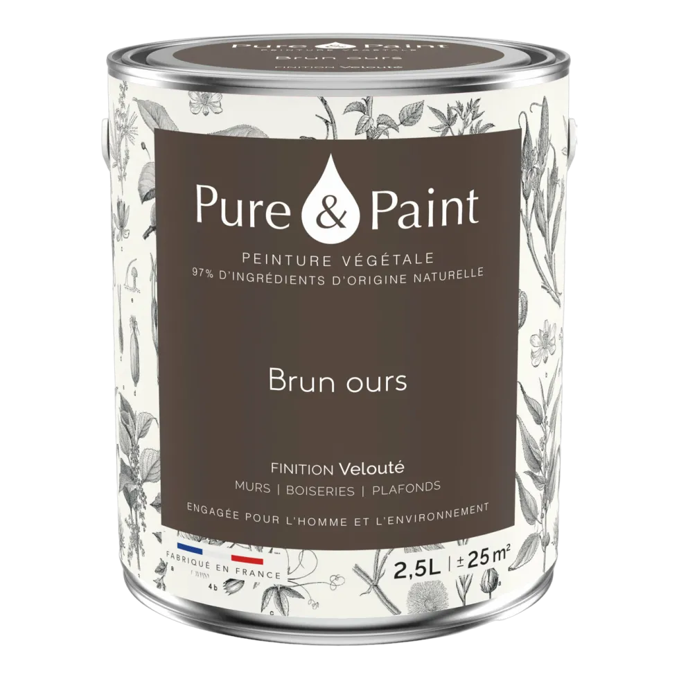 Peinture végétale velouté Brun ours 2,5L - Pure & Paint