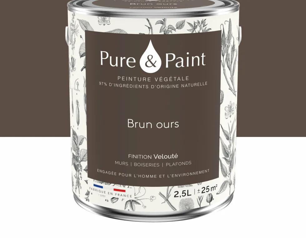 Peinture végétale velouté Brun ours 2,5L - Pure & Paint