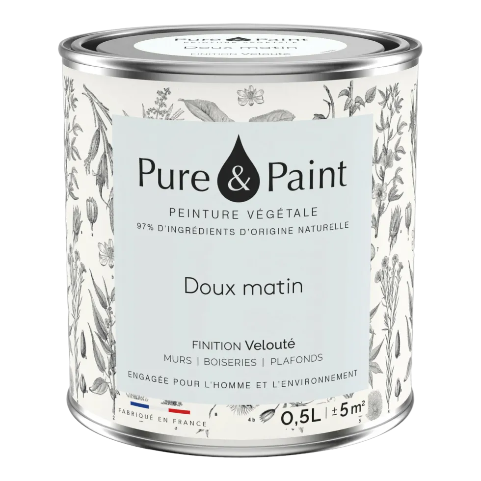 Peinture végétale velouté Doux matin 0,5L - Pure & Paint