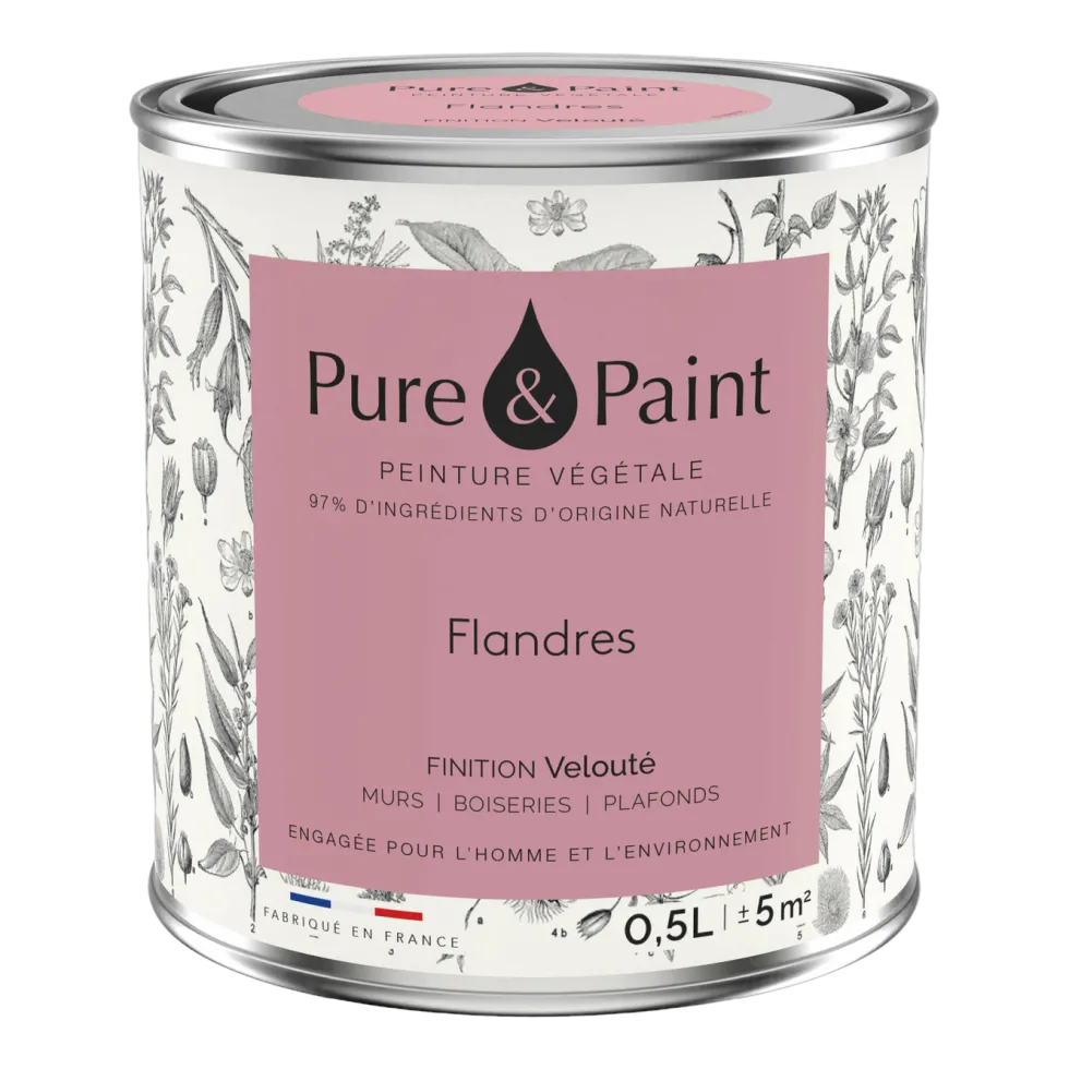 Peinture végétale velouté Flandres 0,5L - Pure & Paint